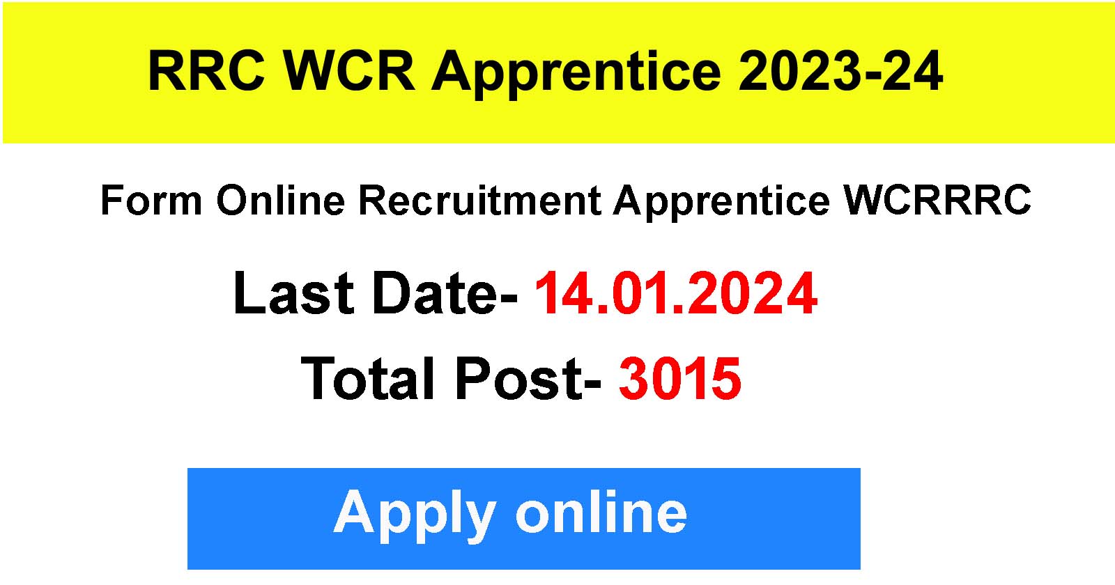 Railway WCR Jabalpur Apprentice 2023||Railway WCR Apprentice 2023