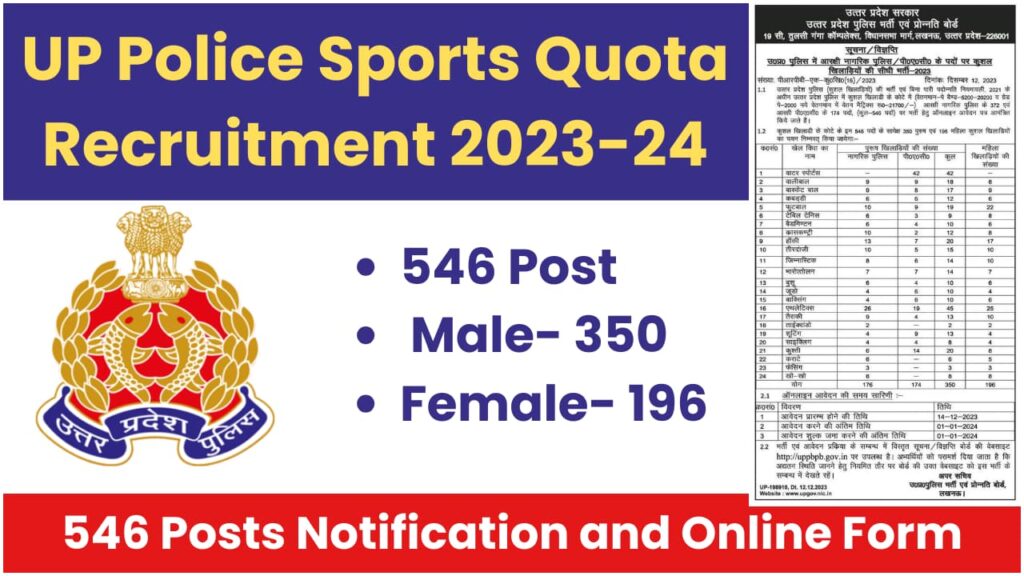 up police constable sports quota recruitment 2023
