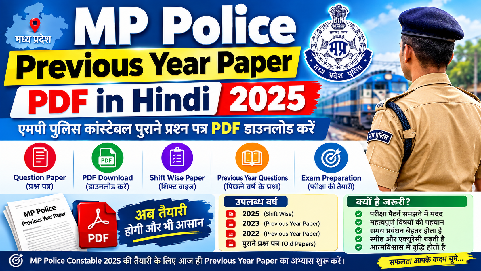 MP Police Previous Year Paper PDF in Hindi 2025